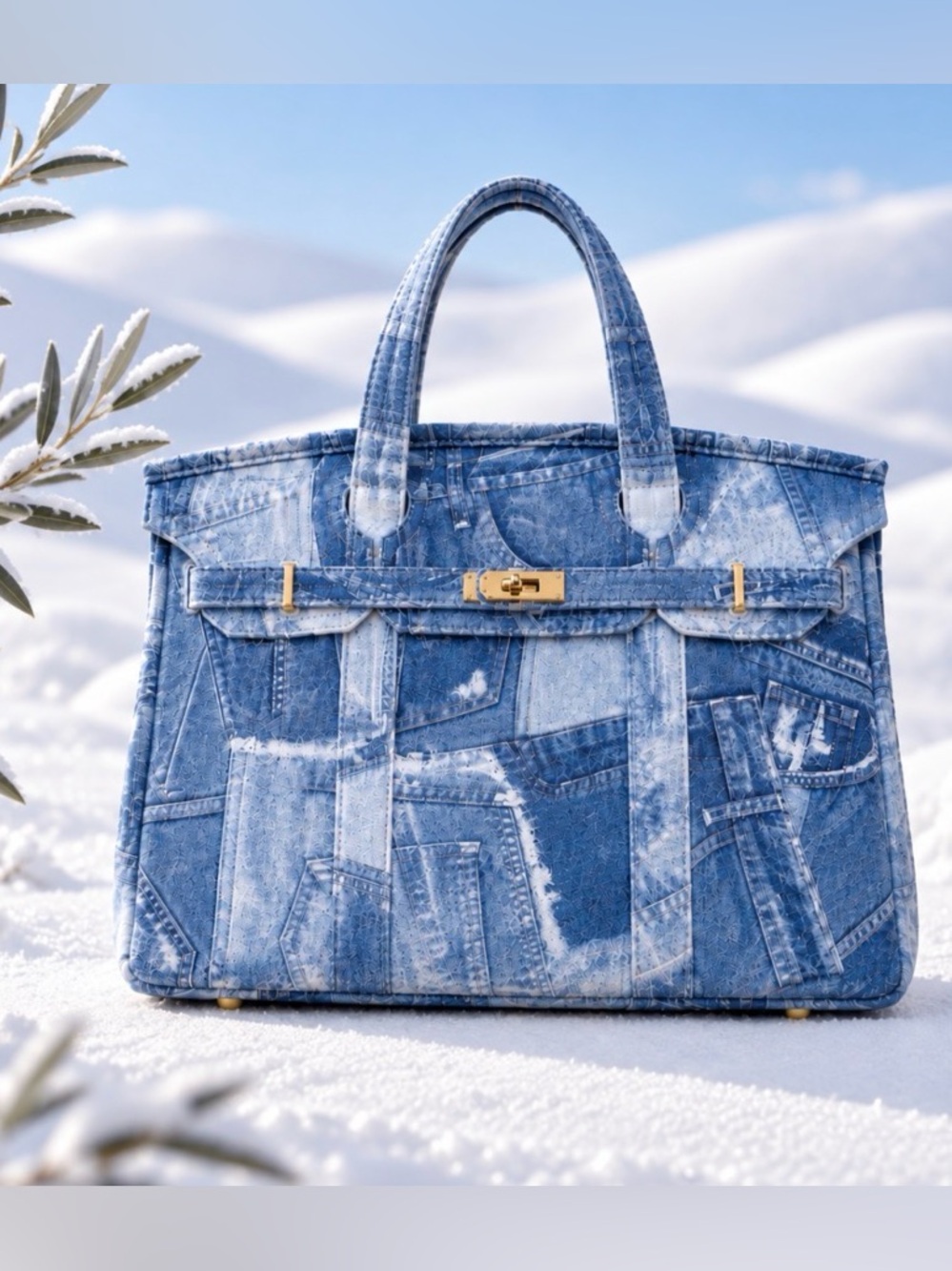 Boatkin Blue Denim Print Canvas Tote Bag
